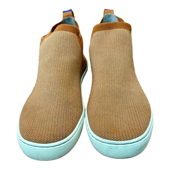 Rothy's Women’s The Chelsea Brown Fawn Melange Knit Pull On Ankle Boots Size 8.5 - Picture 2 of 9